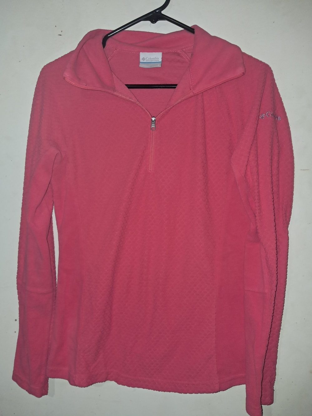 Columbia Women's Pink Fleece Pull-Over, 1/4 Zip Front